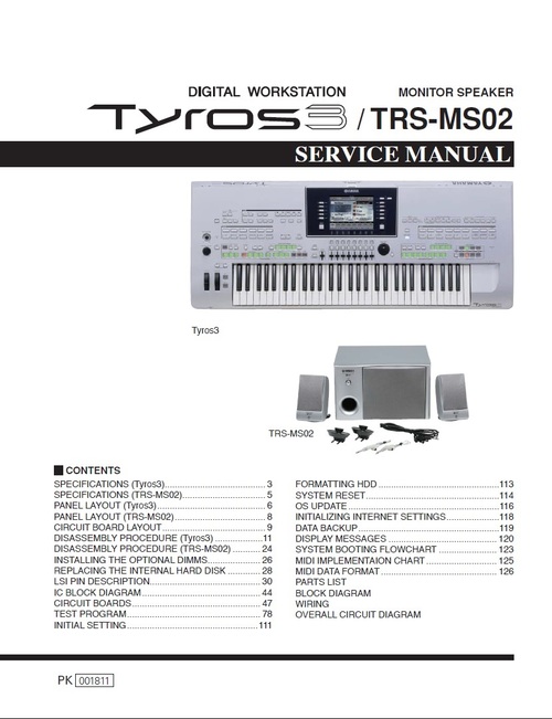 Product picture Yamaha Tyros3 TRS-MS02 Service manual